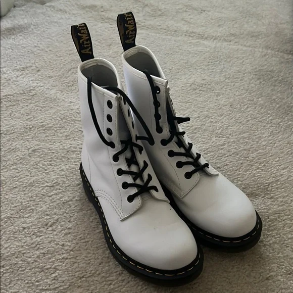 Dr. Martens White Boots with Black Accents Dr. Martens White Zavala Boots with Black Accents main image 3